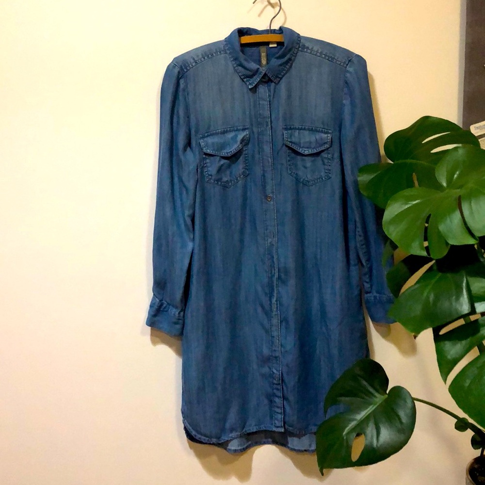 Chambray shirt dress.